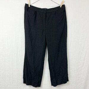Talbots 100% Linen Black Wide Leg Ankle Pants Womens 8 Minimalist Casual Office